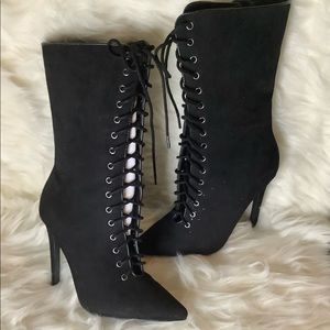 Black lace up boots
